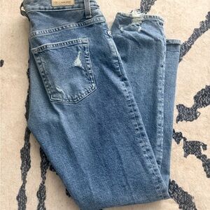 AG Adriano Goldschmied Vintage High Rise Slim Distressed Blue Jeans